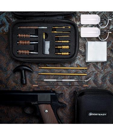 Boosteady Universal Handgun Cleaning Set for .22 .357 .38 9mm & .45 Caliber - Includes Bronze Bore Brush & Brass JAG Adapter - Perfect for Hunting & Maintenance - Buy Online on GoSupps.com