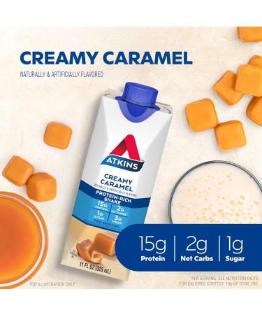 Atkins Energy Shake Creamy Caramel with Protein Gluten Free Keto-Friendly 4 Count(Pack of 3) and Atkins Caf au Lait Iced Coffee Protein Shake 15g Protein Low Glycemic 3g Net Carb 1g Sugar Keto Friendly 12 Count - Buy Online on GoSupps.com