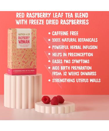 Red Raspberry Leaf Tea Pregnancy Preconception PMS | Natural Biodegradable Baby Shower Pamper Kit | Nipper & Co (14 Reusable Bags 42 Cups) - Buy Online on GoSupps.com