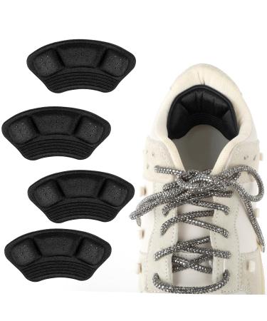 2 Pairs Heel Cushion Pads Self-Adhesive Anti-Slip Heel Grips Inserts Thick Liners Fillers for Half-Size Too Big Loose Shoes Heel Protection Pads Improved Shoe Fit Comfort Stop Slip Blister Black