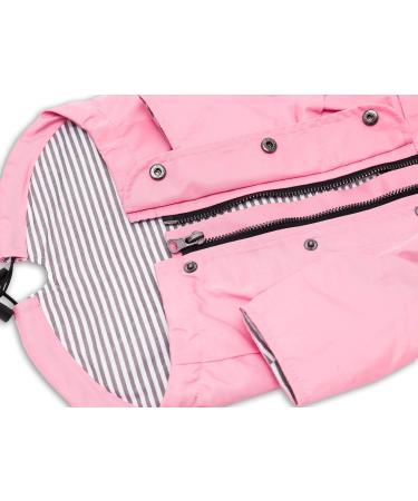 Ellie Dog Wear Pink Zip Up Raincoat with Reflective Buttons, Pockets, and Adjustable Drawstring - Water Resistant and Stylish Dog Raincoat in Size S to XXL - Buy Online on GoSupps.com