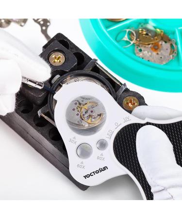 YOCTOSUN 30X 60X 90X Illuminated Jewelry Loupe Magnifier with UV Light and LED Lights - Ideal for Jewelry, Gems, Coins, Stamps - Buy Online on GoSupps.com