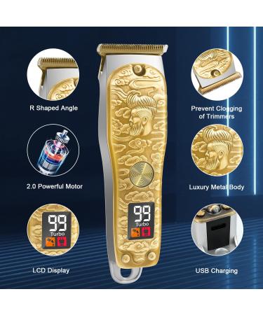 GEC Beard Hair Trimmer for Men - Professional Mustache T Blade Liners Cordless Electric Shavers & Zero Gapped Edgers - Ultimate Grooming Kit with LED Display - Buy Online on GoSupps.com