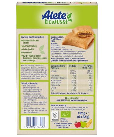 Alete Organic Schnitties Whole Grain & Apple - Healthy Snack for Kids | 6 x 22g - International Shipping Available - Buy Online on GoSupps.com