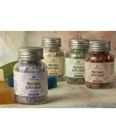 The Soap Factory Lavender Bath Salt 4.23 oz Glass Jar - Mineral-Rich Scrub with Essential Oils for Luxury Detox & Aromatherapy - Private Spa at Home - Buy Online on GoSupps.com