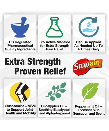 Stopain Pain Relief Gel 32oz - USA Made Max Strength Fast Acting with Menthol MSM Glucosamine - Joint, Back, Arthritis, Knee, Neck Pain - HSA FSA Approved OTC Topical Analgesic - Buy Online on GoSupps.com