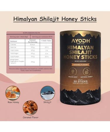 Himalayan Shilajit Honey Sticks with Natural Honey Caramel Flavor 30 Count 75%+ Fulvic Acid 85+ Trace Minerals Easy Single-Use Energy & Immunity Support Shilajit - Caramel - Buy Online on GoSupps.com