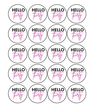 20 x 4.5cm edible 30th Birthday champagne prosecco flute drink toppers uncut HELLO 30