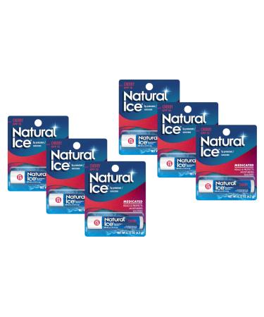 Natural Ice Medicated Lip Protectant/Sunscreen SPF 15 Cherry 0.15 oz (Pack of 6)