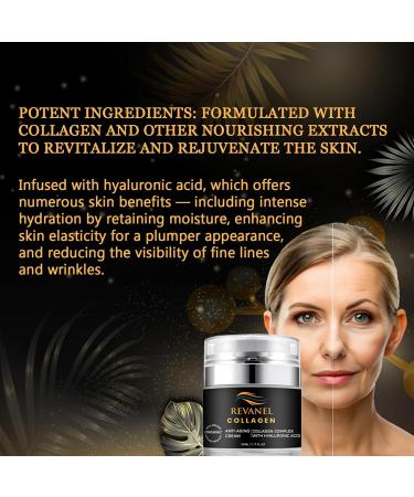 REVANEL Premium Collagen Complex with Hyaluronic Acid 100% Organic Face Cream Hydrating Anti-Aging & Nourishing Skincare 50ml / 1.7 fl.oz. - Buy Online on GoSupps.com