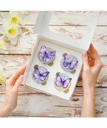 24 x Pre-Cut Beautiful Purple Lilac Pastel Butterflies Edible Wafer Rice Paper Cupcake Cake Dessert Toppers Birthday Party Wedding Decorations Butterfly - Buy Online on GoSupps.com