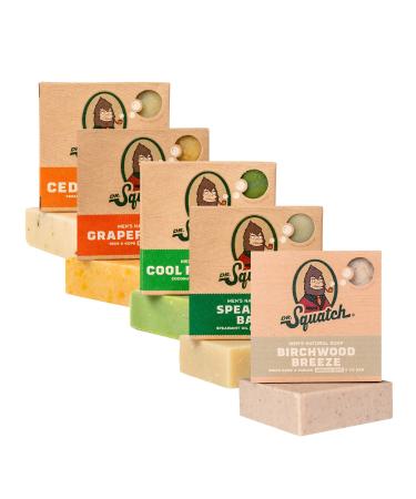 Dr. Squatch All Natural Bar Soap for Men 5 Bar Variety Pack - Aloe Cedar Citrus Spearmint Birchwood and Grapefruit IPA