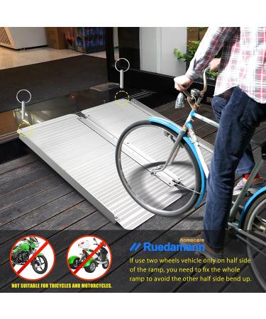 Ruedamann Aluminum Folding Threshold Ramp 600lb Capacity | Anti-Skid Pad | Webbing Handle | for Wheelchairs, Steps, Curbs | 36L x 28.7W - Buy Online on GoSupps.com