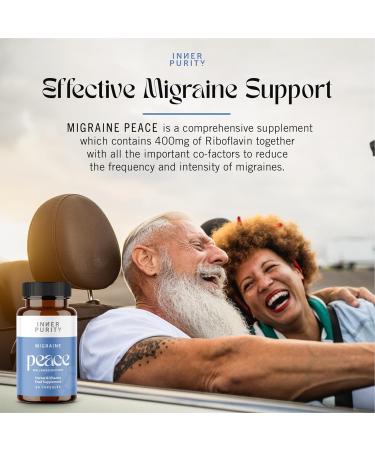 Migraine Peace: Riboflavin 400mg Relief Tablets with Co-Factors for Superb Absorption - 60 Vegan Capsules - Buy Online on GoSupps.com