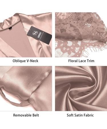 BESDEL Women's Satin Silk Short Kimono Robe L Taupe - Elegant Bridesmaids Robe - Buy Online on GoSupps.com