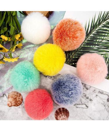 BQTQ 30 pc Faux Rabbit Fur Pom Pom DIY Fluffy Balls w/ Elastic Loop - Hats Keychains Scarves Gloves Bags Accessories - 15 Light Colors 2 Pcs Each - Buy Online on GoSupps.com