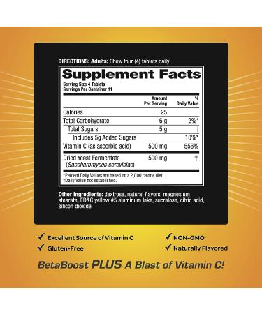 Airborne 500mg Vitamin C Chewable Tablets with Betaboost - 44ct Citrus Flavor, Supports Healthy Immune Cells, Year-Round Immune Support - Buy Online on GoSupps.com