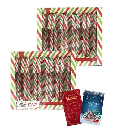 Christmas Candy Canes Sweets Bonds Of London 2 X 12 Peppermint Flavour Candies Sweets Bulk Xmas Tree Hanging For Decorations - Festive Treat Party Bag Filler Stocking Fillers Or Secret Santa Gifts