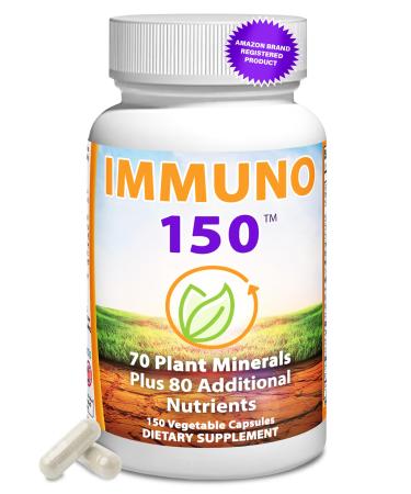 Immuno 150 Immune Support Supplement Packed with 70 Plant Minerals 13 Essential Vitamins and 68 Additional Nutrients-150 Vegetable Capsules- Immune Boost for All Age Groups