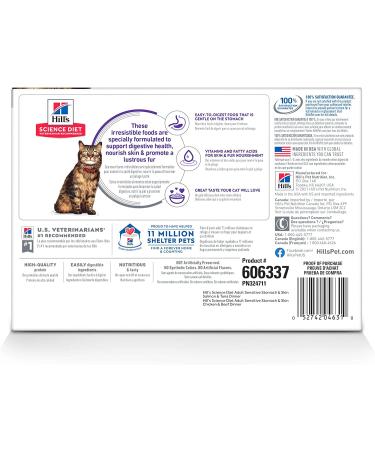 Hill's Science Diet Adult Sensitive Stomach & Skin Wet Cat Food Pouch 2.8oz (12 Pack) - Buy Online on GoSupps.com