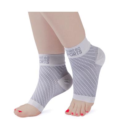 Athletec Sport Compression Foot Sleeves with Arch Support - X-Large Gray (One Pair) X-Large Gray