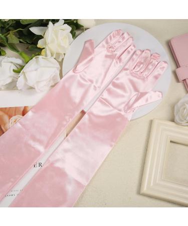 NQEUEPN Women Long Gloves Long Elbow Satin Gloves 21" Stretchy 1920s Opera Gloves Hand Care Moisturizing Gloves for Women Girls Evening Party Dance (Pink) - Buy Online on GoSupps.com
