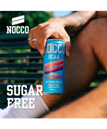  NOCCO NOCCO Energy Drink | BCAA 180mg Caffeine sugar free drinks enhanced with amino acids and vitamins | pre workout fizzy drinks 12 x 330ml (Miami Strawberry) - Buy Online on GoSupps.com