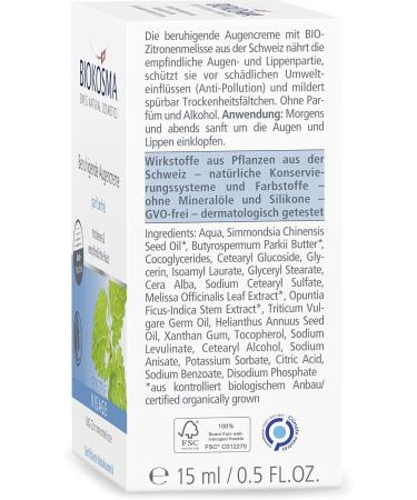 Biocosma Sensitive Visa Soothing Eye Cream | Gentle Eye Care for Dry & Sensitive Skin | Perfume-Free | 15ml - Buy Online on GoSupps.com