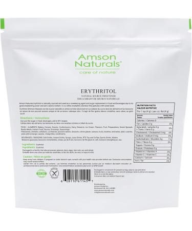 Erythritol Sweetener Granular 10 lb / 4.54 kg Natural Sugar Substitute Sweet taste Zero Calorie Gluten-free Non-GMO by Amson Naturals. 4.54 kg (Pack of 1) - Buy Online on GoSupps.com