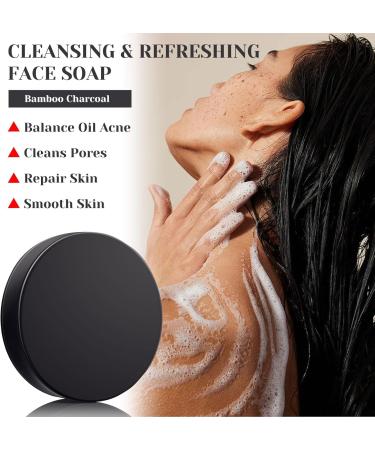 Trendyfave Bamboo Charcoal Soap Bar Oil Control Charcoal Soap Organic Handmade Soap Body Acne Wash Remove Acne Blackheads Dark Spot Natural Bar Soap for Face Body & Hand Soap Bar - Buy Online on GoSupps.com