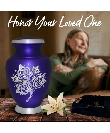 Purple Cremation Urn with Velvet Bag - Large Memorial Ashes Urn for Male & Female - Honour Your Loved One with this Rose Urn for Ashes - Buy Online on GoSupps.com