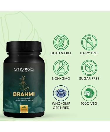 Bacopa Monnieri Brahmi Capsules - 500mg 120 Tablets | | Bacopa Extract | Non - GMO | Gluten & Allergen Free | Brain Supplement | 100% Natural Ingredients | By Ambrosial 60 count (Pack of 2) - Buy Online on GoSupps.com