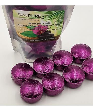 Spa Pure Headache Relief Aromatherapy Shower Bombs - Lavender Eucalyptus - 100% Natural Essential Oils - USA Made (8 Count) - Buy Online on GoSupps.com
