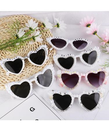 White Bride Sunglasses - Heart Glasses for Bachelorette Party | Bridesmaid Gifts & Accessories - Buy Online on GoSupps.com