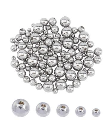 UNICRAFTALE About 100pc 3/4/5/6/8mm Round Memory Wire End Caps Stainless Steel Half Drilled Beads Ball End Jewelry End Cap for Necklace Bracelet Jewelry Making