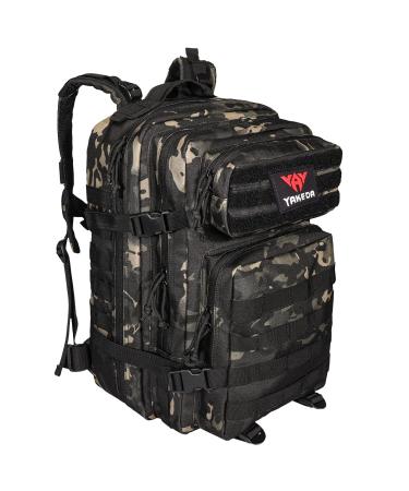 YAKEDA Tactical Backpack for Men 45L Large 3 Day Army MOLLE Assault Pack Survival Backpack Bug out Bag Backpack Black Cp
