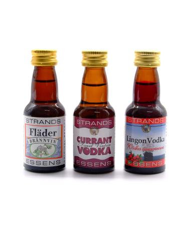 Currant + Flader (Black Lilac) + Lingon (Cranberry) 3x25 ml - Alcohol Free | Vodka Essence | Cake Flavor