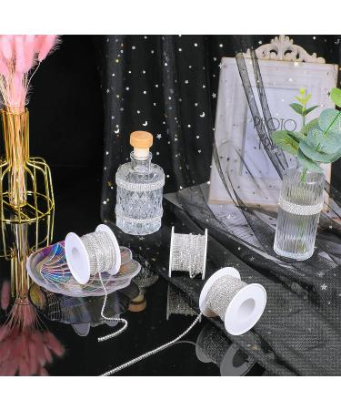 Crystal Rhinestone Close Chain Trim - 3 Rolls, 33 Yards, 2mm - Silver for Sewing Crafts & Jewelry - Buy Online on GoSupps.com