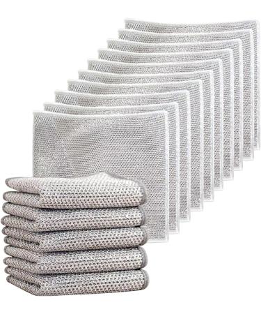 10Pcs Multipurpose Wire Dishwashing Rags for Wet and Dry Dish Cloths for Washing Up Reusable Dishwashing Kitchen Towels Lint Free Duster Cloth Non-Scratch Wire Dishcloth (Single Layer 10Pcs)
