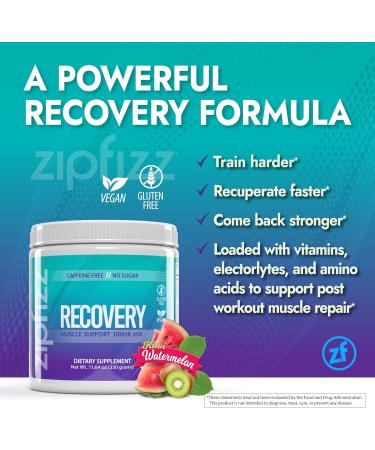 Zipfizz Muscle Recovery Drink Mix - Fast Muscle Repair with Vitamins & Amino Acids | L-Glutamine & Tart Cherry | Kiwi Watermelon 11.64 oz - Boost Performance & Recovery - Buy Online on GoSupps.com
