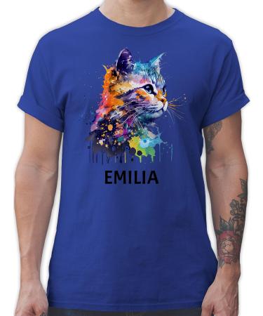 Gift with name personalized by Shirtracer - T-Shirt Men - Cat Cat Citten Cats Cat Lover 02 Royal Blue XL