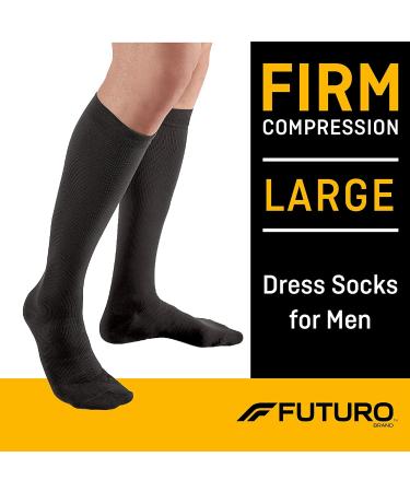 FUTURO Men's Large Black Dress Socks - Firm Compression (20-30 mm/Hg) for Comfort & Style - International Shipping - Buy Online on GoSupps.com