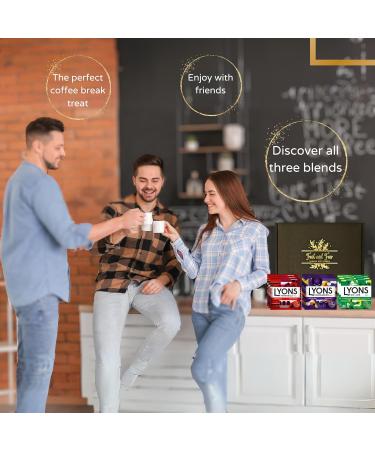 Coffee Gift Set - Variety Selection of Lyons Coffee Bags Bundled with Border Biscuits and Indulgent Caramel Stroopwafels - 18 Items in Gold Embossed Gift Box - Buy Online on GoSupps.com