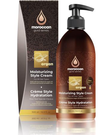 Gold Series Moisturizing Style Cream   Hydrating Hair Styling Cream for Curly  Fine or Frizzy Hair with Pure Argan Oil and Keratin   Blow Dry Cream  Curl Defining Cream 16.9oz 16.91 Fl Oz (Pack of 1)