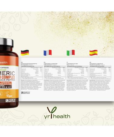 Premium Turmeric Capsules 1860mg with Black Pepper, Ginger, Vitamins C & D - 120 Vegan Capsules for Immune Support & Joint Health - Made in UK - Buy Online on GoSupps.com
