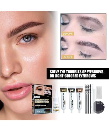 Eyebrow Dyeing Kit Professional Eyelash Eyebrow Dyeing Cream Sweatproof Waterproof Long-Lasting Eye Makeup Cosmetic Tool Light brown - Buy Online on GoSupps.com