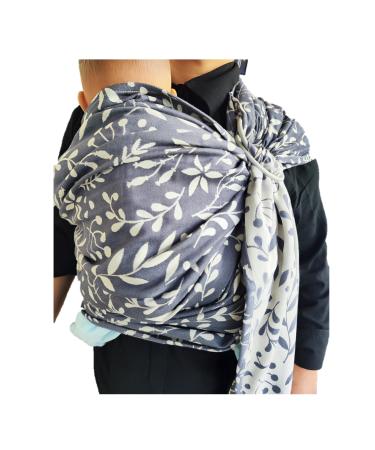 Shabany - Ring Sling Carrier - 100% Organic Cotton - Baby Belly Carrier for Newborns Toddlers up to 15 kg - Includes Baby Wrap Carrier Instructions - Silver (Elegant) Stylish