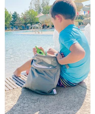 ALVABABY 2pcs Waterproof Reusable Cloth Diaper Wet Dry Bags - Two Zippered Pockets - Travel, Beach, Pool, Daycare - Soiled Baby Items Storage - Yoga Gym Bag - Swimsuit/Wet Clothes - Black & Gray - Buy Online on GoSupps.com