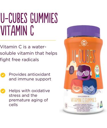 Solgar U-Cubes Vitamin C for Kids - 90 Gummies in Orange & Strawberry Flavors - Buy Online on GoSupps.com