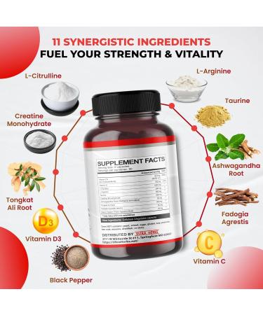 L-Citrulline Supplement Capsules Enriched with L-Arginine, Taurine, Creatine, Tongkat Ali, Fadogia Agrestis | Ultra Nitric Oxide Booster for Muscle Endurance, Stamina & Recovery | 180 Capsules 180 count (pack of 1) - Buy Online on GoSupps.com